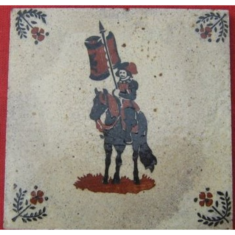 Antieke tegel Ridder op paard